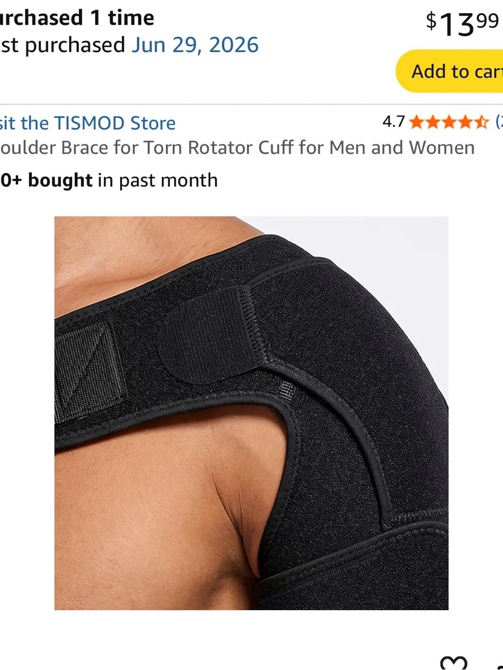 Men's Black Compression Shoulder Sleeve - Supportive Fit